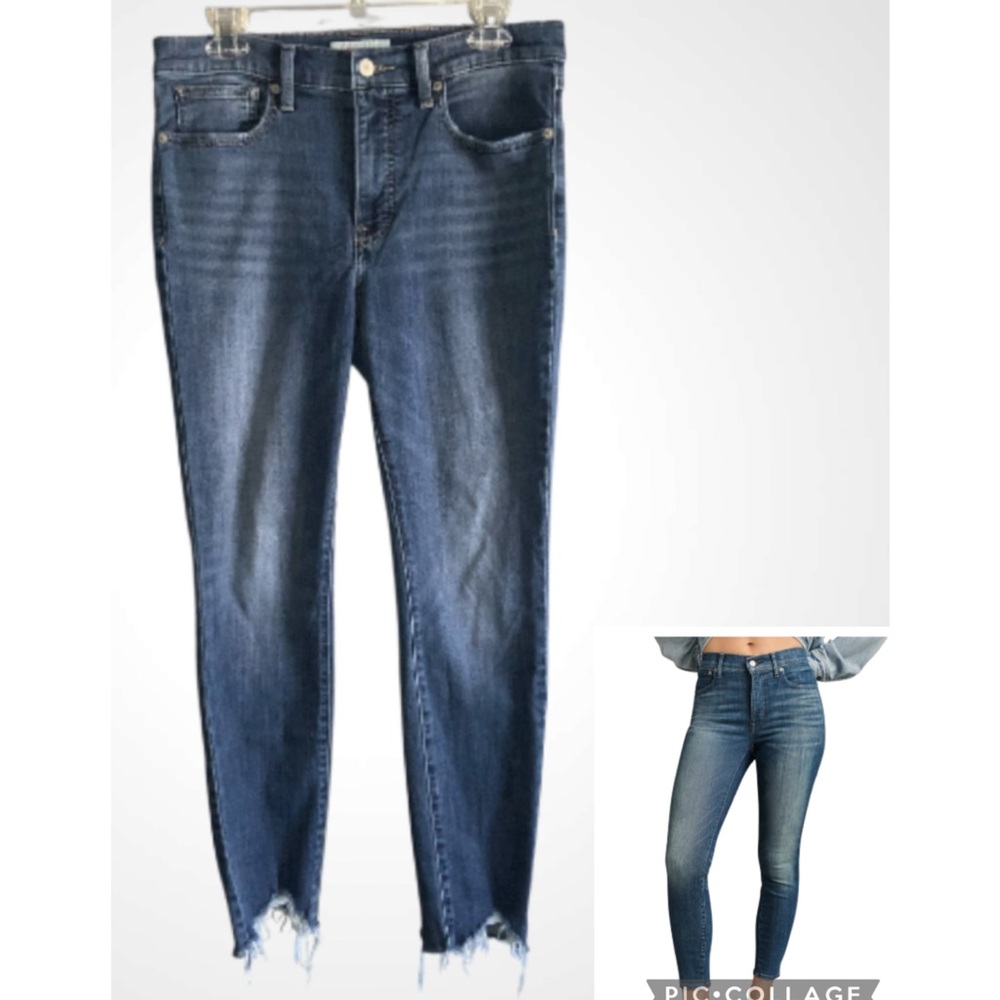 Lucky Brand High Rise Skinny Bridgette Raw Hem Blue Jeans Size 10